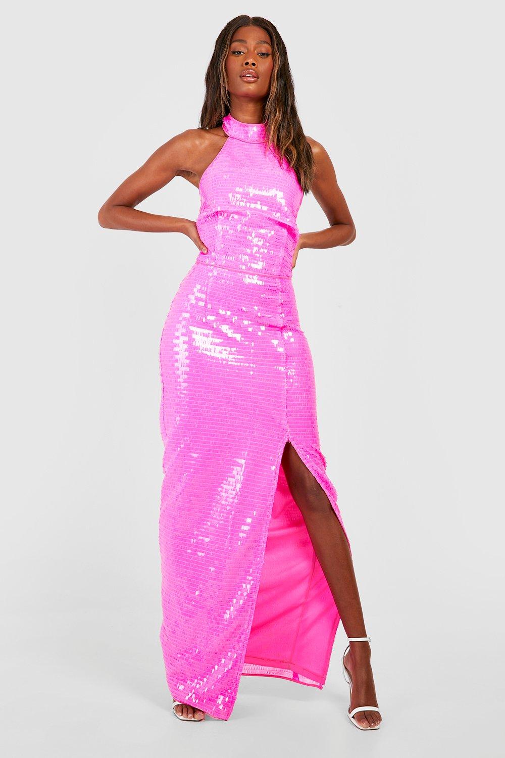 Missguided pink shop sequin dress